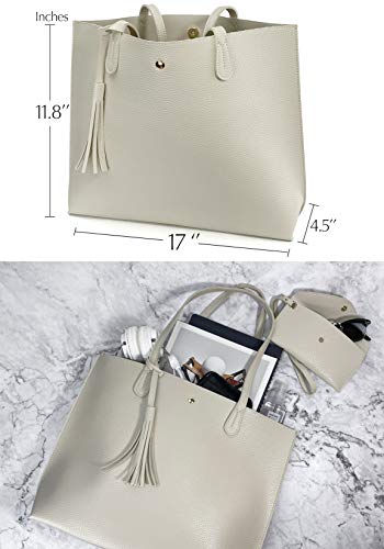 Image of Minimalist Clean Cut Pebbled Faux Leather Tote Womens Shoulder Handbag