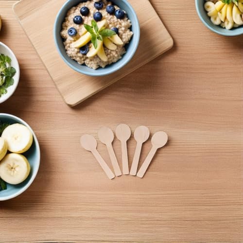 Cucharas desechables de madera pequeñas para catering artesanal y mesas de postres 8