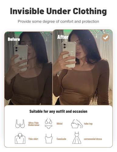 image for GEWIMO Nipple Covers for Women, 4 Pairs Sticky Adhesive Bras Silicone 