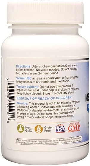 Miniatura 2 de Melatonina masticable de 10 mg + disolución rápida B6 te ayuda a conciliar el sueño más rápido, a permanecer dormido más tiempo, 100 unidades