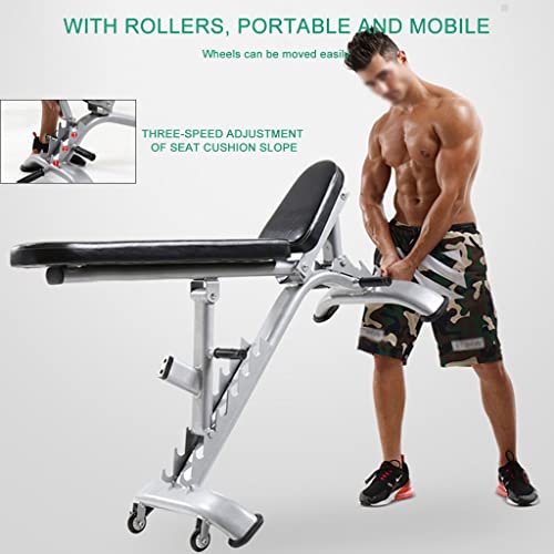 Halterbank 7 rugleuning verstelbaar zwart, Commerciƫle supine board sit-up fitnessapparatuur Home Buikspierbord Multifunctionele fitnessstoel Met rollen, gemakkelijk te verplaatsen, belastbaar 600kg - Image 6