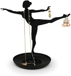 KIKKERLAND Ballerina Jewellery Stand, Black, 18 x 17,8 x 10,2 cm