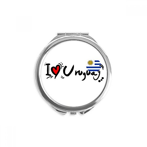 Miroir de poche j'aime l'uruguay pour retouche maquillage en voyage
