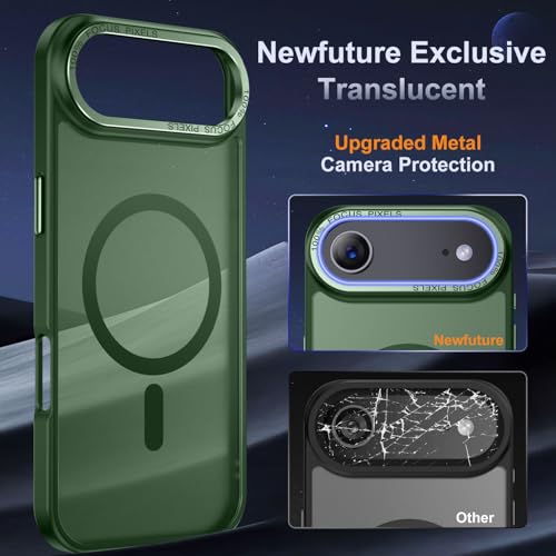 Newfuture Magnetic for iPhone Air Case [Compatible with Magsafe] [Military Grade Drop Protection] Translucent Matte Anti-Scratch Shockproof Protective Phone Cover 6.5 Inch, Dark Green — view 4