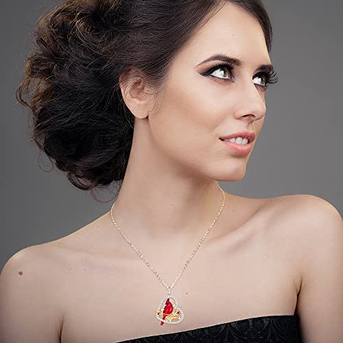 Cardinal Necklace for Women Sterling Silver Cardinal Heart Necklace pendant memorial Cardinals Appear When Angels Are Near Cute Bird Jewelry Gifts3