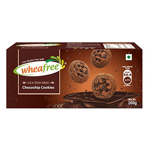 Image of Wheafree Gluten Free Chocochip Cookies 200g | Tasty Crunchy and Chocolate Flavoured Cookies with Chocochips | Best Tea Time Snacks | Nutritious |