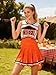 GRAJTCIN Cheerleader Outfit for Women Cheerleading Costume School Cheer Uniform Adult Halloween Party Dress up (M, Orange)