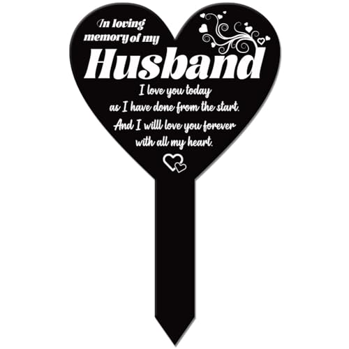 GLOBLELAND Estaca de jardín con forma de corazón para cementerio, acrílico para tumba, impermeable, condolencias, para patio, tumba, cementerio