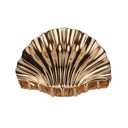 Pinza metálica para cabello grueso color dorado 4 pulg miniatura 1