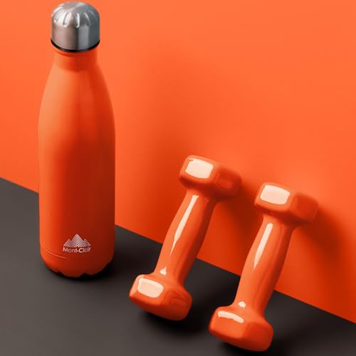 Image of Mont-Clair Stainless Steel Water Bottle, Vacuum insulated - BPA Free, 12h Hot & 24h Cold Drinks, Metal Water Bottle 34 oz Leakproof, Ideal for Adult, Kids, Running - Orange