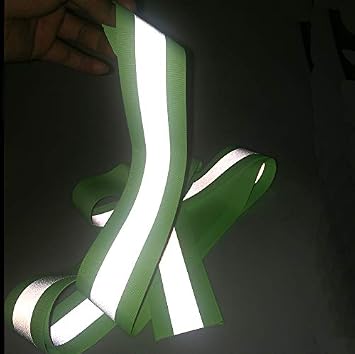 Silver Reflective Tape Sew On for Chothing Safety Fabric Webbing Trim Strip 5cm x 5meter (Green)
