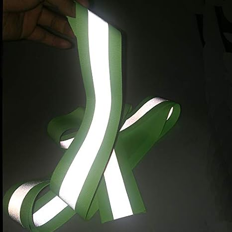 Silver Reflective Tape Sew On for Chothing Safety Fabric Webbing Trim Strip 5cm x 5meter (Green)