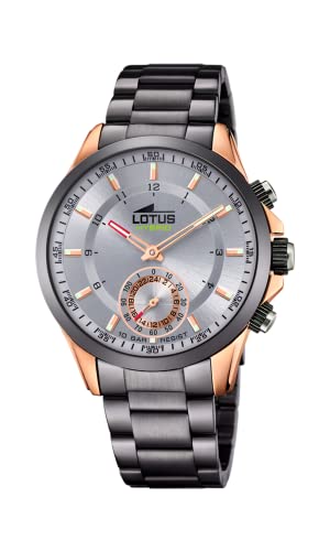 LOTUS Reloj Modelo 18808/1 de la colección Connected, Caja de 43 mm Plata con Correa de Acero Gris para Caballero