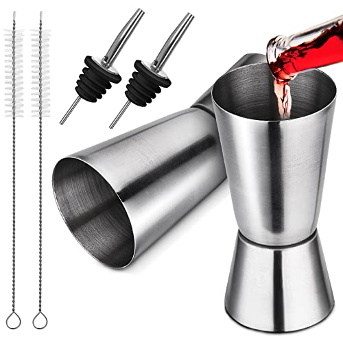 Delgeo Edelstahl Cocktail Messbecher,Professioneller Jigger Spirit -Maß Mit Mark 5/10/15/20/25/30/40/50 Ml, Silber