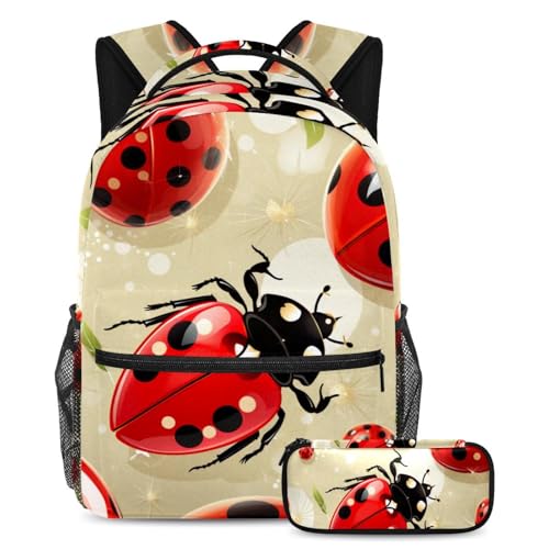 Sac à dos insecte floral rouge grand format, l'allié des adolescents pour le lycée et les vacances