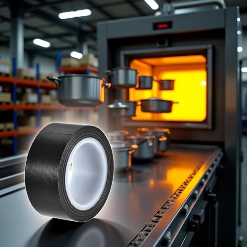 Image of 1Roll Black 1 inch x10m Black PTFE Teflon Tape Nonstick Tape 500℉ High-Temp Fiberglass Adhesive Tape High Temperature Tape Sealing