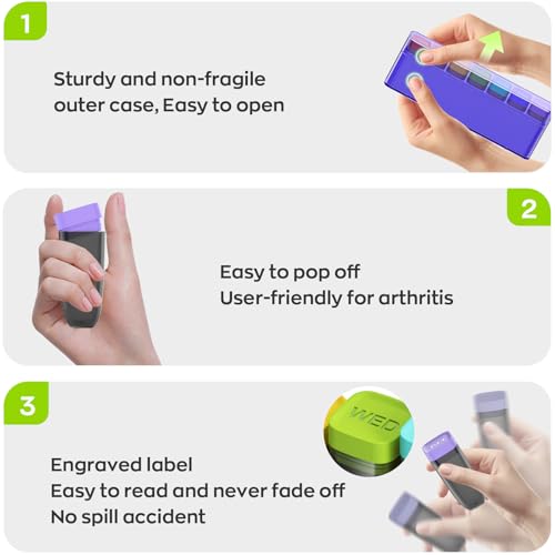 Image of Weekly Pill Organizer 1 Time a Day, HIONXMGA Detachable Travel Pill Box 7 Day (Original Version), Large Medicine Pill Case Container for Daily Medication Vitamin Supplement Fish Oil, Purple