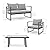 EAST OAK Courtyard Patio Furniture Set, 4-Piece Outdoor Patio Set with Sofa, Removable & Washable Deep Seating Cushion, Tempered Glass Table, Outside Patio Conversation Sets, Black & Grey