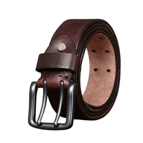Men Women Genuine Leather Casual Jeans Belt Double Prong, Grommet 2 Holes Buckle, Crocodile Pattern Embossed Waist Strap(125cm/49, Coffee)