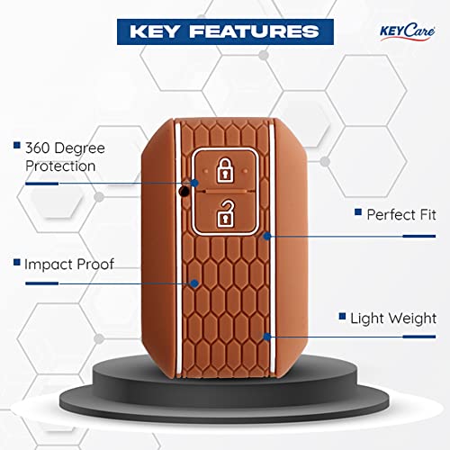 Image of Keycare Silicone Key Cover and Keychain Compatible for Glanza, Urban Cruiser Taisor, Rumion, Urban Cruiser Hyryder 2 Button Smart Key (Blue with Alloy Key Holder Blue)