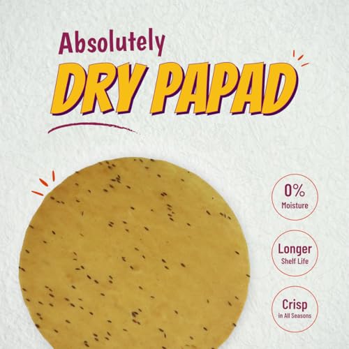 Image of KHURAT Wheat Khichiya Papad 800g | Jeera | Oil-Free Crispy Snack | Ultra Slim, Dry & Ready-to-Fry