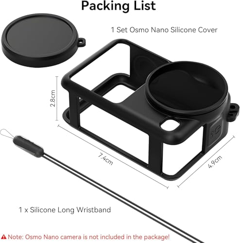 Image of M.G.R.J Silicone Protective Case Cover for DJI Osmo Action 6 Action Camera, Silicone Sleeve with Lanyard & Lens Cap (Black)