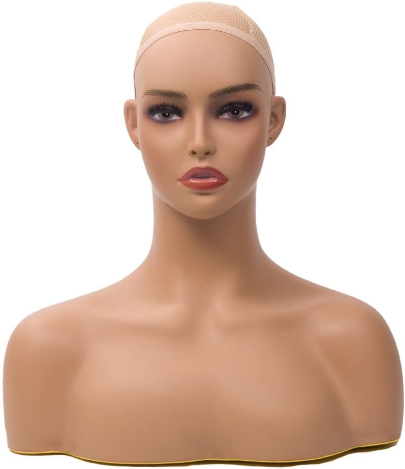 Mannequin Head with Shoulder Display Manikin Head Bust for Wigs,Makeup,Beauty Accessories