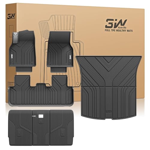 3W 2025 2026 Tesla Model Y Juniper Only for 5 Seat Floor Mats with Rear Cargo Mat & Backrest Mat TPE Anti-Slip All Weather Accessories Vigormold