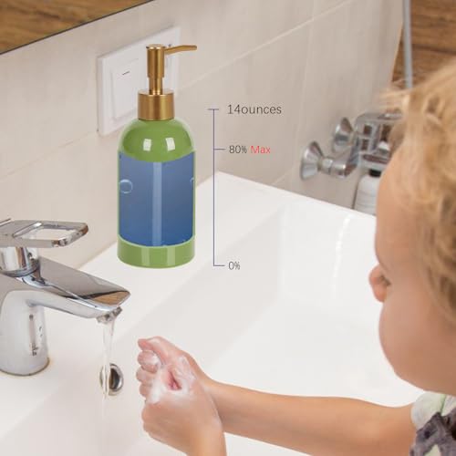 Image of Natheeph 14OZ Ceramic Soap Dispenser, White, Pump Dispenser for Bathroom /Kitchen, 200ml Liquid Capacity (2pc Green) | Refillable Dish Soap, Hand Soap, Wash Gel, Lotion & Liquid, Ceramic, for Bath, Kithen Sink, Laundry Room, Bedroom
