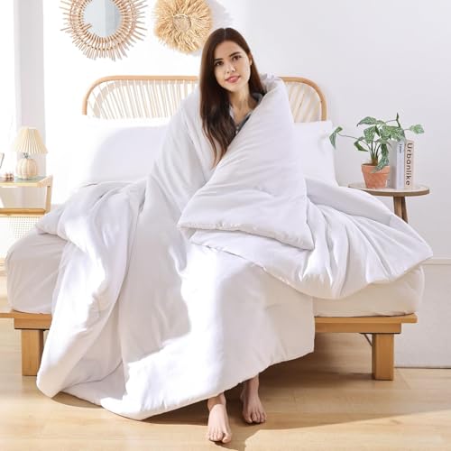 Image of ROSGONIA Oversized Queen Comforter White, 3pcs (1 Comforter & 2 Pillowcases) Lightweight Oversized Queen Comforter Sets Bedding Blanket Quilts