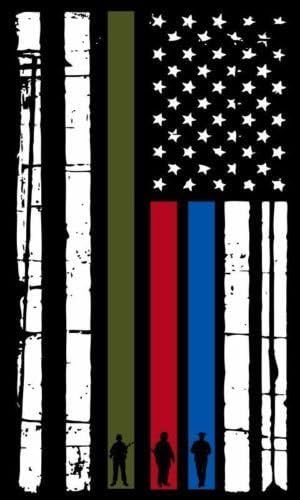 Evan Decals Thin Blue Line Vertical Flag Firefighter, Police, Military Decal Vinyl Sticker 5"