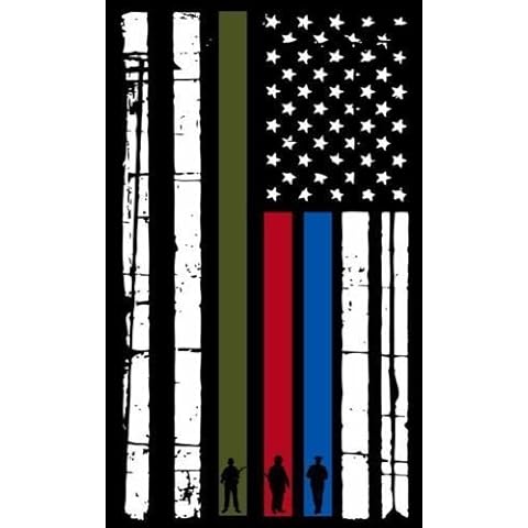 Evan Decals Thin Blue Line Vertical Flag Firefighter, Police, Military Decal Vinyl Sticker 5" Cover