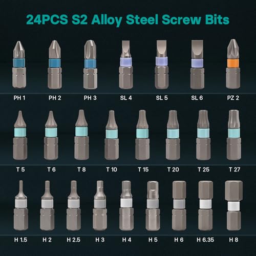 OSTTE 24 in 1 Magnetic Ratchet Screwdriver Set with S2 Steel Bits – Precision Tool Kit for Electronics, Bicycle, Furniture & Home DIY – Includes Ratchet Handle and Storage Case, Gifts for Men — view 2