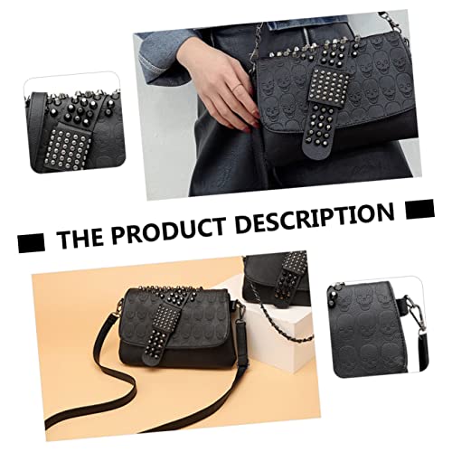 Sac à épaule noir riveté avec compartiments dédiés smartphone et accessoires - 4