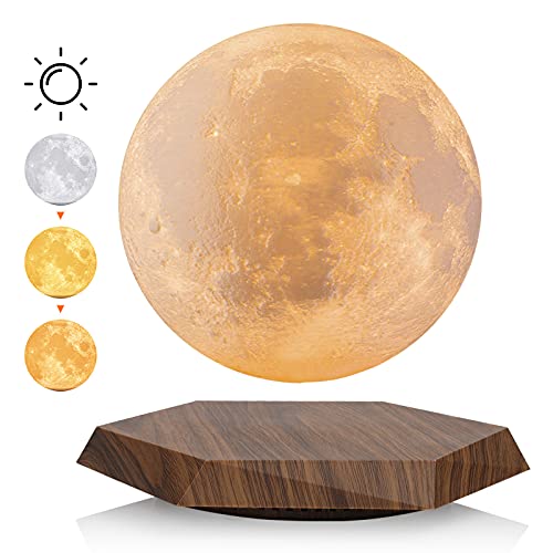 Levitating Moon Lamp, Floating and Spinning in Air Freely, 3 Colors Modes Moon Light, Touch Control Magnetic Levitating Moon Lamp, 3D Printing Floating Lamp, Decorative for Kids/Unique Holiday Gifts