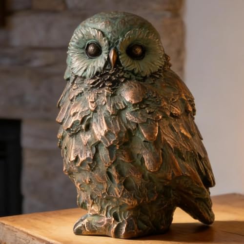 Cynkeyee Resin Rustic Farmhouse Owl Statue