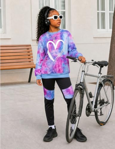 Image of Girls 2 Piece Outfits Kids Clothes Sets Sweatsuit Tracksuit Jogger Print Long Sleeve Sweatshirts Sweatpants 4-13Y