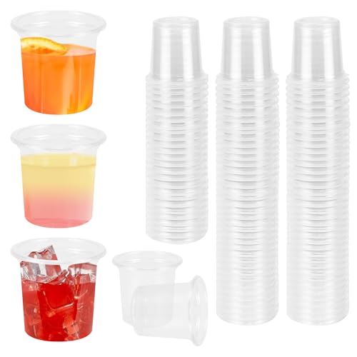 ADERTOS 200 PCS Plastic Shot Glasses 20ml/2cl Mini Shot Glasses Crystal Clear Shot Cups Reusable Sample Tasting Cups Shatterproof Stackable Shot Glass for Parties Festival, Drinking Games