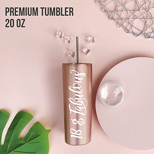 18 & Fabulous Stainless Steel Wine Tumbler W Lid, Straw, Brush - 18Th Birthday Gifts For Girls, 18Th Birthday Decorations For Girls, 18Th Birthday Cup & Party Favor Supplies For Her Paris Products Co. #TOP1