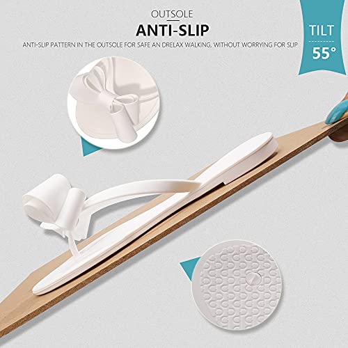 Image of TYFLOVE Women Rivet Flip Flops Studded Jelly Thong Sandals with Bow Summer Bowtie Flat Beach Rain Shoes