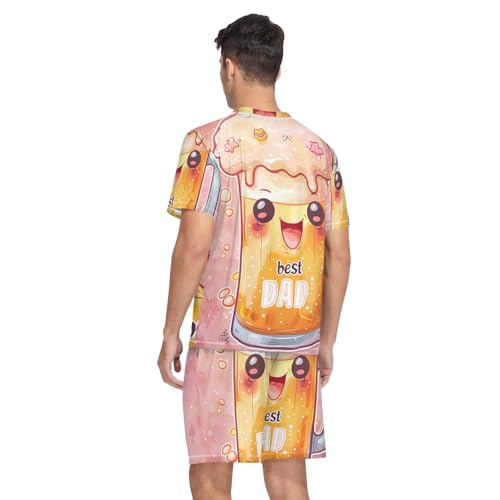 Mens Pajama Short Sleeve Summer Sleepwear Lounge V-Neck Pjs Sleepwear With Pockets, S-XXL2