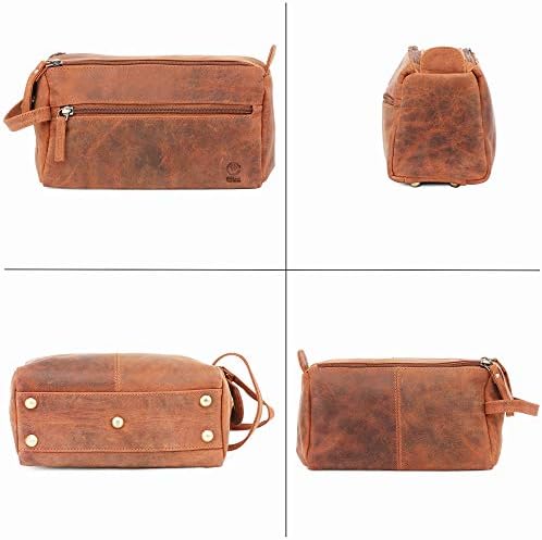 Leather Wash Bag for Men - Handcrafted Toiletry Bag for All Your Travel ToiletriesMediumBrown