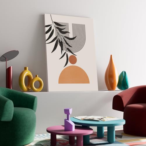 SERIMINO Boho Canvas Wall Art for Living Room, Geometric Lines Botanical Wall Art Bedroom Decor Aesthetic, Set of 3 Sun Minimalist Wall Decor for Office,20 x28 inch