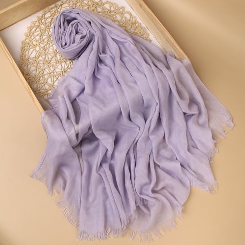 Pure Color Cotton Linen Shawl Hijab For Muslim Women Oversized Lightweight Pashmina Headwraps Scarf With Tassels3