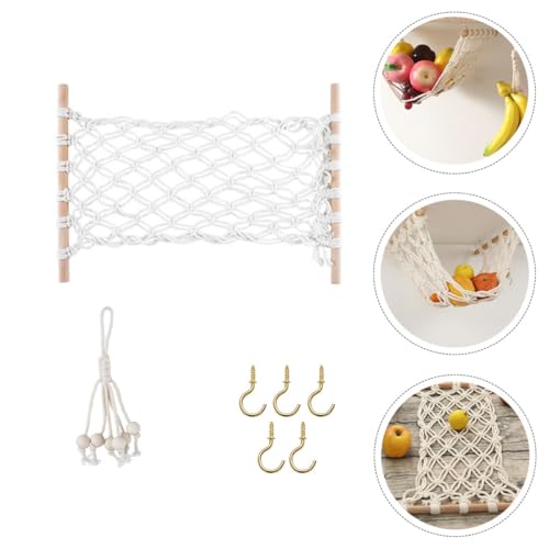 Cuerda de algodón de macramé tejida para hamaca de frutas con soporte decorativo resistente 8