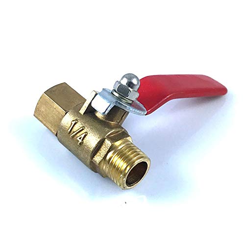 HMTE Accesorios de tubería, válvula de Bola de 1/4 Pulgadas, Material de latón, Macho a Hembra, Adaptador de acoplador de Grifo de Agua y Aire, Conector de Rosca con Mango