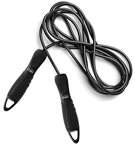 Nicole Miller Jump Rope, Speed 9 feet Jumping Ropes Workout for Kids, Women, Men with Rubberized Non-Slip Handles (Black)
