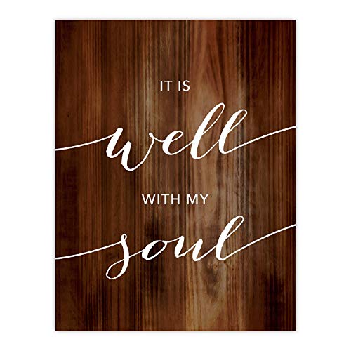Andaz Press Christian Bible Verses 8.5x11-inch Wood Poster, It is Well With My Soul, 1-Pack, Biblical Quotes Minimalist Gift for New Couple Bride Groom Wedding