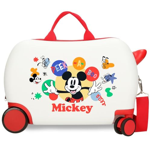 Joumma Disney Mickey Peek a Boo Maleta Infantil Blanco 45x31x20 cms Rígida ABS 24,6L 1,8 kgs 4 Ruedas Equipaje Mano