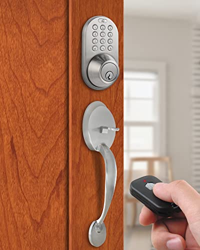 Milocks Bxf-02Sn Digital Deadbolt Door Lock And Passage Handleset Combo With Keyless Entry Via Remote Control And Keypad Code For Exterior Doors, Satin Nickel #TOP1